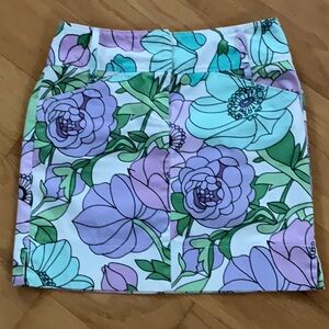 Ann Taylor LOFT Purple Peonies Mini Skirt 0